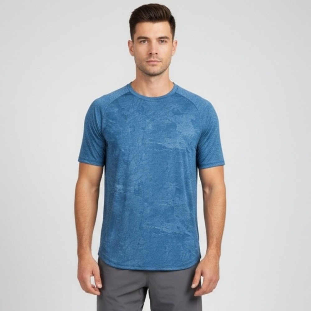 Lululemon T-Shirt Men M Blue Short Sleeve Crew Neck Breathable Nulu Fabric